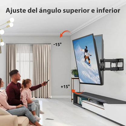 Figoimport Soporte De Pared Para Tv De Dos Brazos Articulados Que Se Adapta A La Mayoría De Televisores Led, Lcd, Oled De Pantalla Plana, Inclinable De Movimiento Completo Giratorio Figo Store Negro