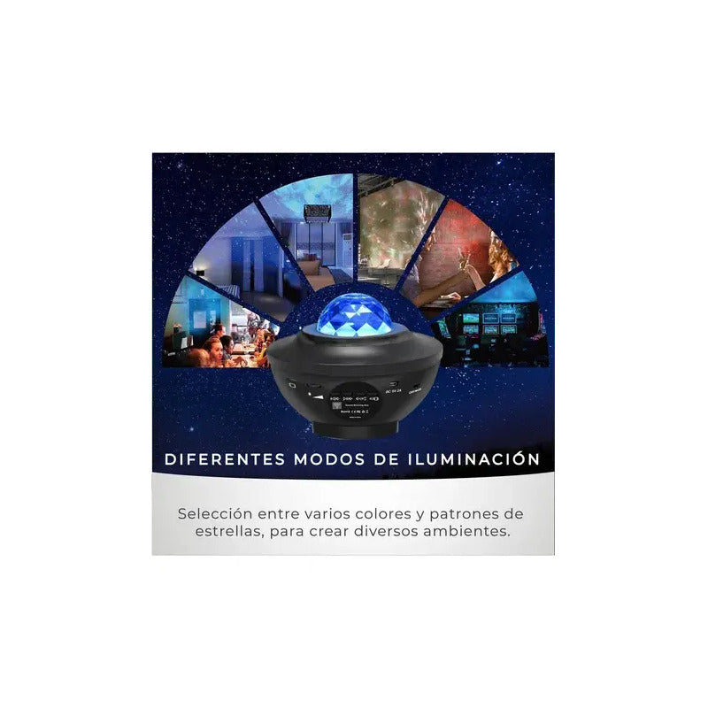 Proyector Galaxy De Estrellas Led Con Sonido Bluetooth Negro