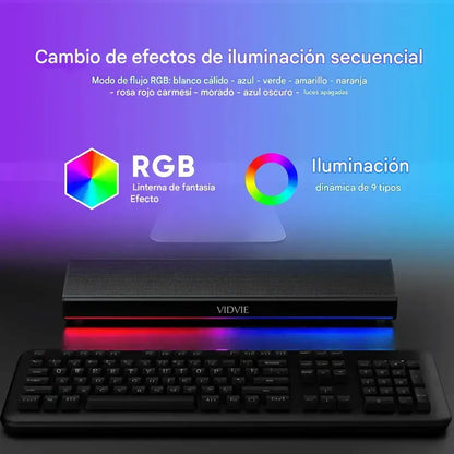 Barra De Sonido Inalambrica Rgb Bluetooth Parlante Pc Tv Negro