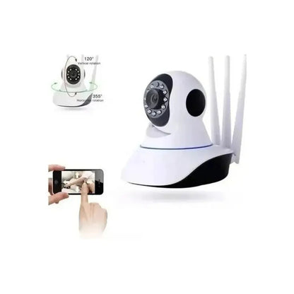 Camaras Ip Wifi Hd Vision Nocturna 360° Figoimport Pack X2 Blanco Cámara De Seguridad Wifi Inalámbrica 3 Antenas, Ip Cámara De Vigilancia Visión Nocturna, Seguimiento Inteligente Automático Blanco