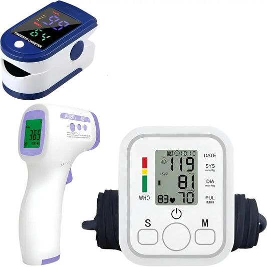 Kit De Monitoreo Medico Tensiometro Oximetro Termometro Dedo Blanco