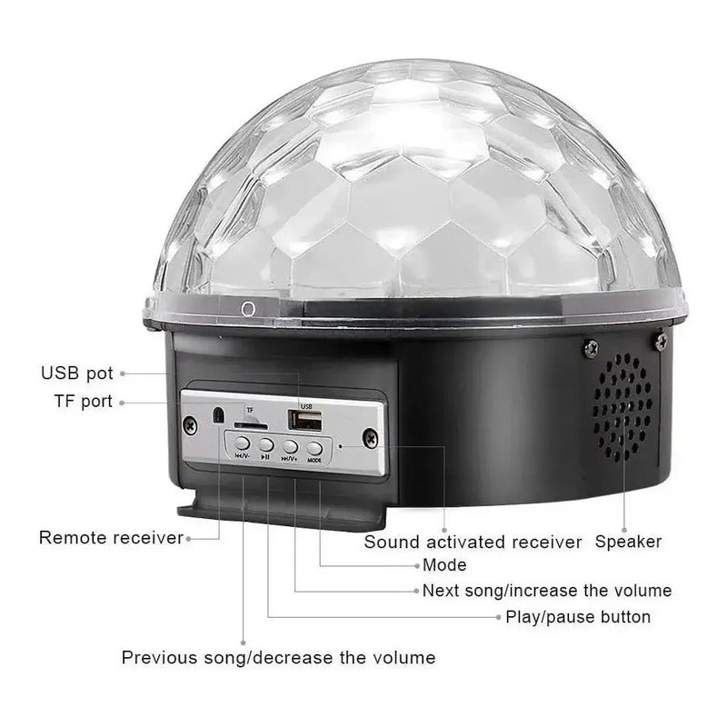 Bola Disco Rítmica Luces De Fiesta Bola Parlante Bt