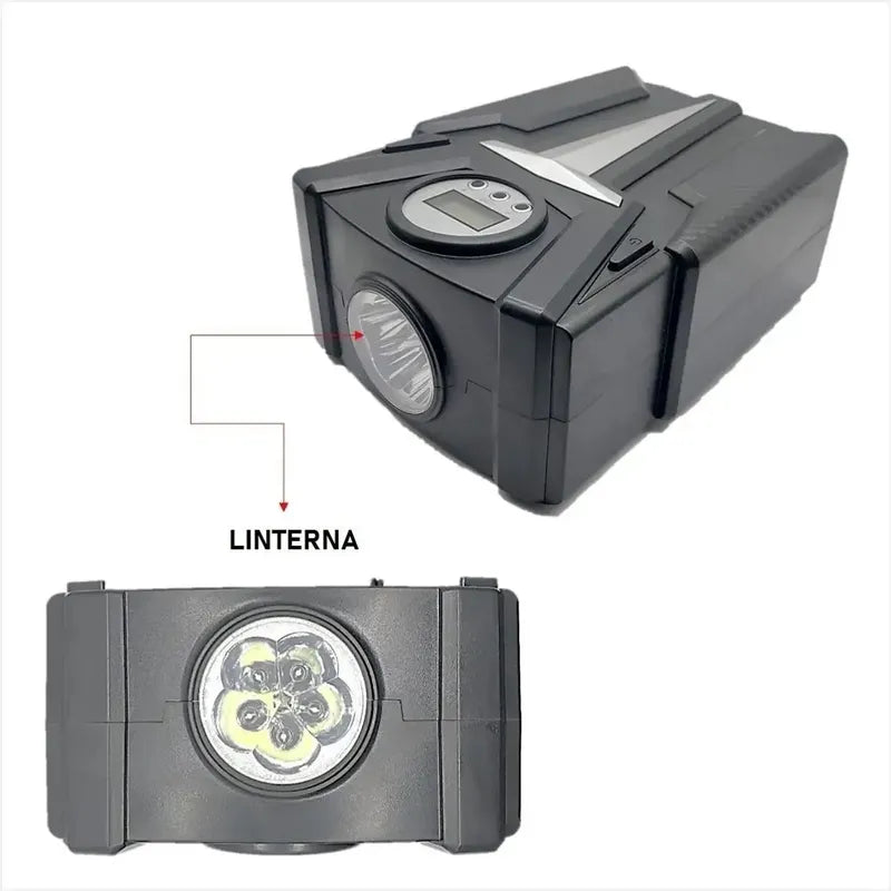 Inflador Digital 12v Para Auto Con Display Compacto Figonew Negro 50 Hz/60 Monofásica