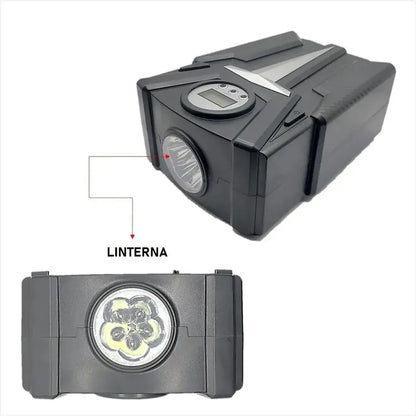 Inflador Digital 12v Para Auto Con Display Compacto Figonew Negro 50 Hz/60 Monofásica