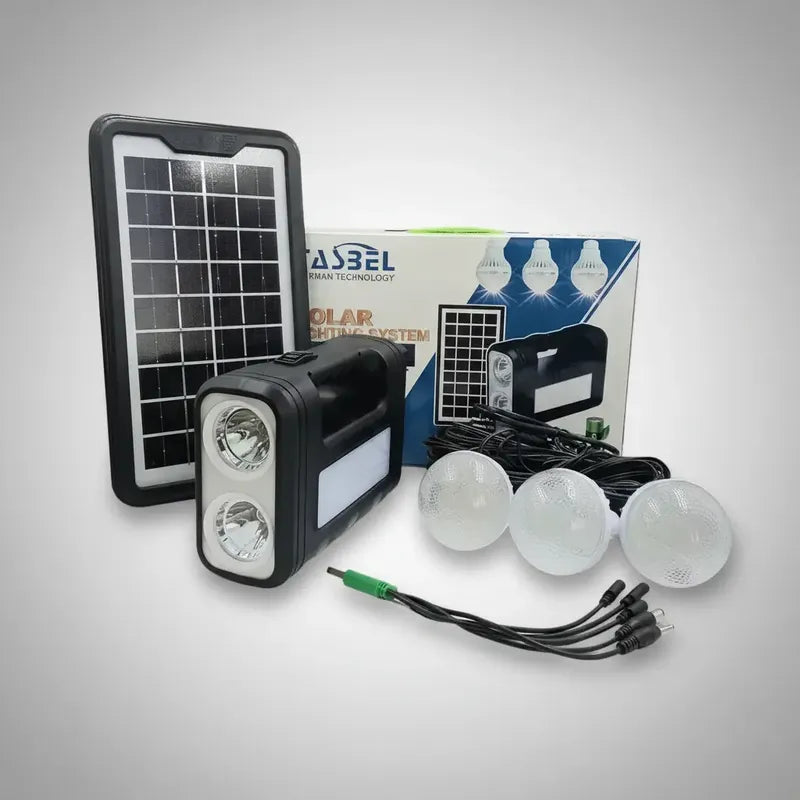 Sistema Iluminación Solar Casa 3 Ampolletas Led 12w Blanco
