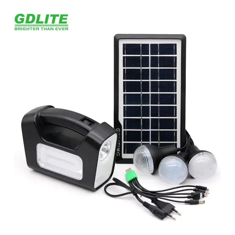 Kit Solar De Camping Luz Emergencia Usb 3ampolletas Blanco Frío