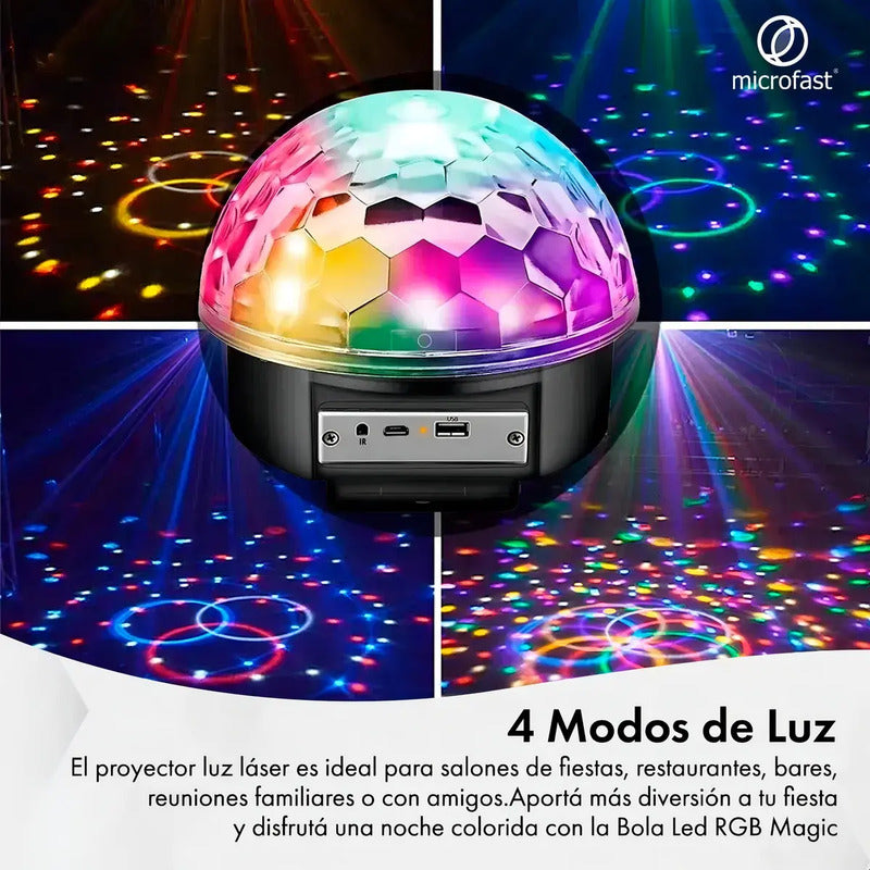 Bola Led Luz Audioritmica Figo Import Efectos Media Esfera Parlante Usb Bola Magica Luces Disco Fiesta, Reuniones Figo