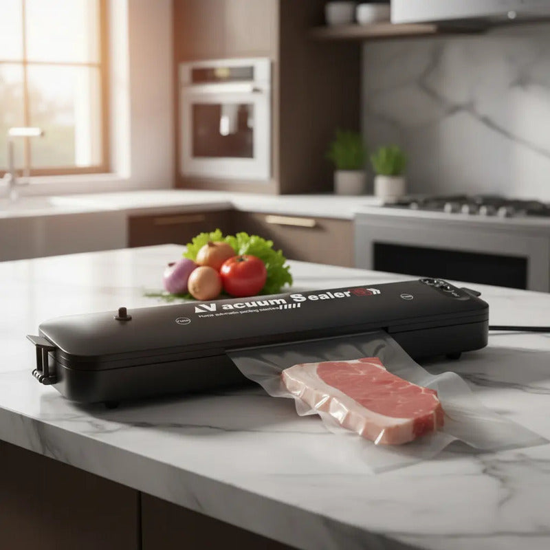 Maquina Selladora Al Vacío Alimentos Sellador + Bolsas Color Negro Transparente