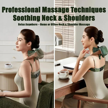 Masajeador De Cuello Y Espalda Viral 3 Modos De Masaje 2 Funciones De Calor Masajeador Termico Cinturon Ajustable Diseño Simulado De Mano Humana Para Cuello Espalda Piernas Figoimport Verde Claro