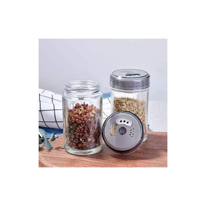 Set Condimentero Vidrio Giratorio Cocina Especiero Premium Plateado