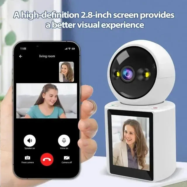 Camara De Videollamadas Interior Wifi 1080p Pantalla Hd 2.8 Pulgadas Ideal Monitoreo Cuidado Adulto Mayor Ninos Bebes... Blanco