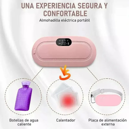 Cinturón Calentador Usb Para Cólicos Menstruales Con Masaje Y Terapia De Calor Abdominal Portátil Rosa