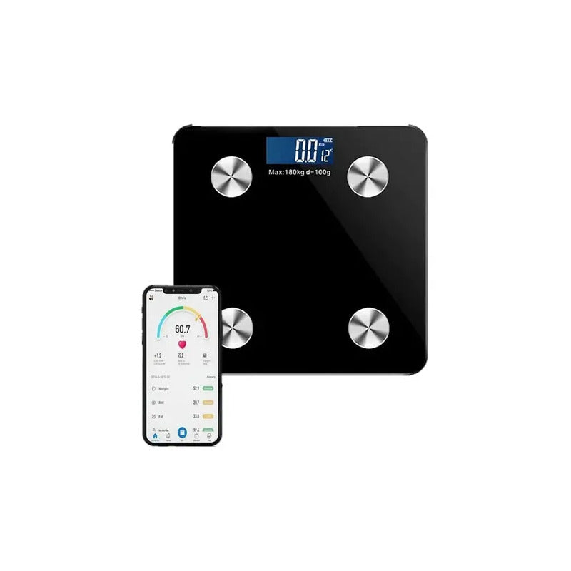 Pesa Balanza Digital Arca Bluetooth Baño Con App Negro Vidrio Hasta 180kg