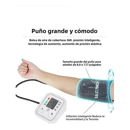 Toma Presión Tensiometro Usa Pilas O Enchufe Micro Usb Blanco Con Negro