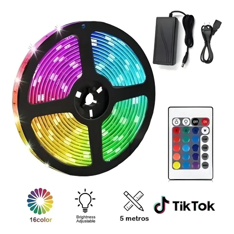 Cinta Led Rgb 5m Con Controlador De Color Figo 120 Leds/m Ip64