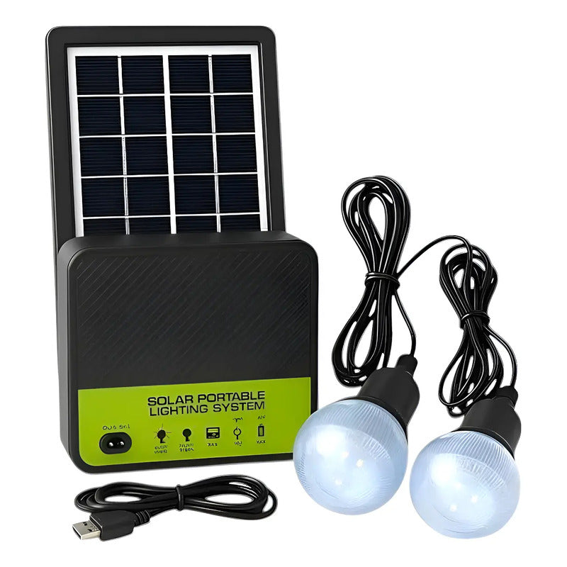 Luz De Emergencia Solar Irm 2 Ampolletas Panel 2a Negro