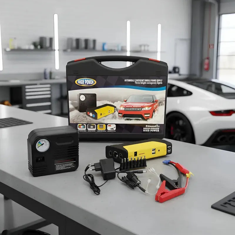 Partidor Cargador Powerbank Bateria Auto + Inflador De Rueda