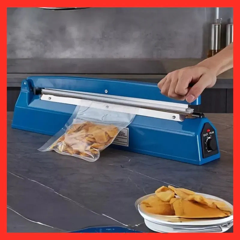Selladora De Bolsas De Impulso Manual 40 Cm Con Regulador De Potencia Y 8 Niveles Azul