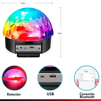 Bola Led Luz Audioritmica Figo Import Efectos Media Esfera Parlante Usb Bola Magica Luces Disco Fiesta, Reuniones Figo