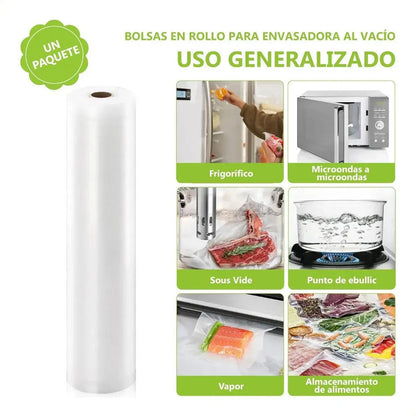 Rollo Bolsa Para Sellar Al Vacío 28 Cm X 10 M Genérica Blanco