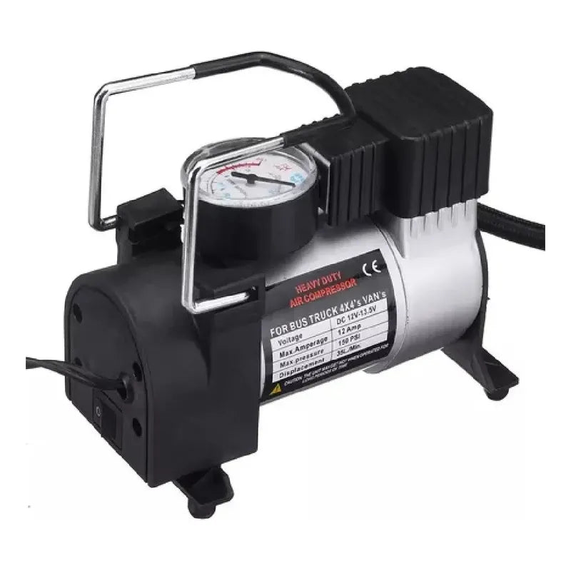 Compresor Aire Metalico Vehiculo Auto Moto Color Plateado
