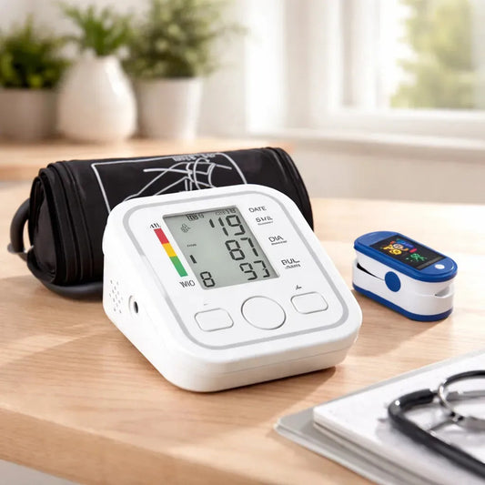 Pack De Tensiómetro Digital Y Oxímetro De Dedo Para Medir Presión Y Oxígeno Blanco