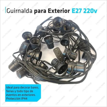 Guirnalda Impermeable 10 Metros E27  + 10 Ampolletas Vintage