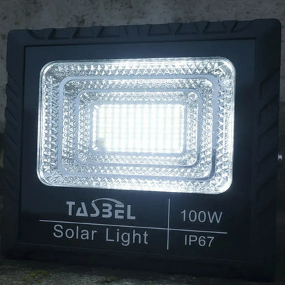 Foco Led Solar 100w Pro Reflector Exterior Impermeable Ip67 Con Control Remoto Carga Automatica Figoimport Negro Blanco Frío
