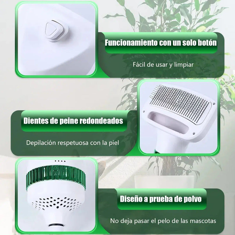 Cepillo Secador Quita Pelos Mascotas Perro Gato Saca Pelusas Blanco