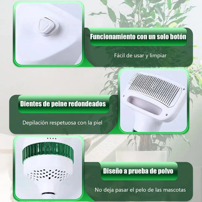 Cepillo Secador Quita Pelos Mascotas Perro Gato Saca Pelusas Blanco