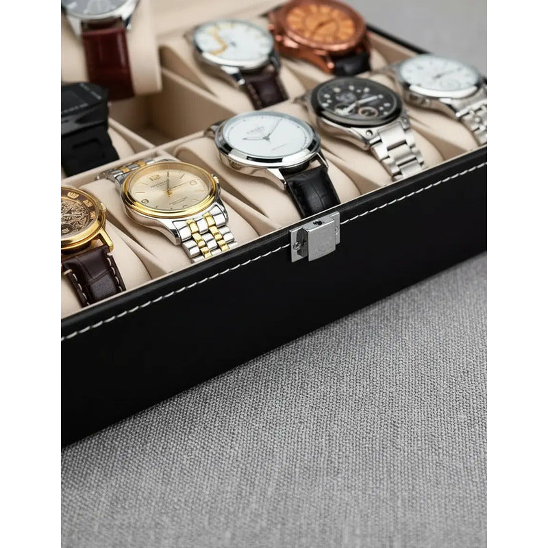 Estuche Organizador Para 12 Relojes Con Almohadillas Negro