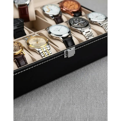 Estuche Organizador Para 12 Relojes Con Almohadillas Negro