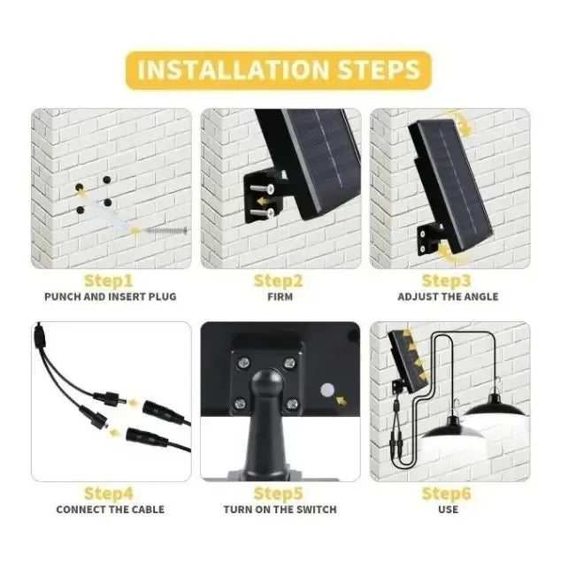 Lampara Solar Led Colgante 120w Plafon + Control Negro