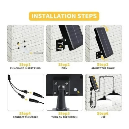 Lampara Solar Led Colgante 120w Plafon + Control Negro
