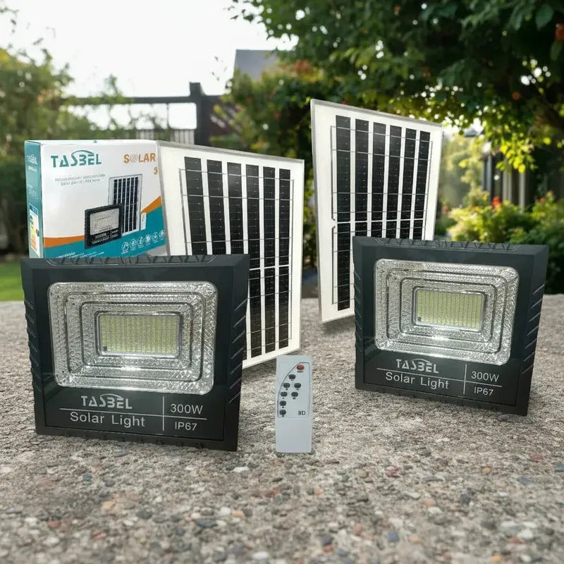 Reflector Solar 300w Calle Jardin Lampara Led Alta Potencia Panel Figoimport Negro Blanco Frío
