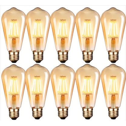 Pack 10 Ampolletas Filamento Led Vintage E27, 4w De Luz Cálida Blanco Cálido