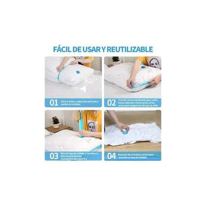Bolsas Al Vacío Figostore 60x80cm Reutilizables Pack X6 Ropa Mantas