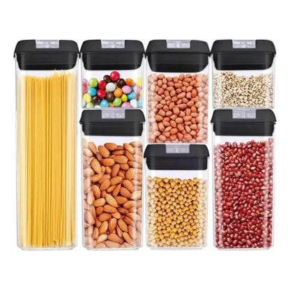 Set De 7 Contenedores Hermeticos De Plastico Cocina Despensa Negro