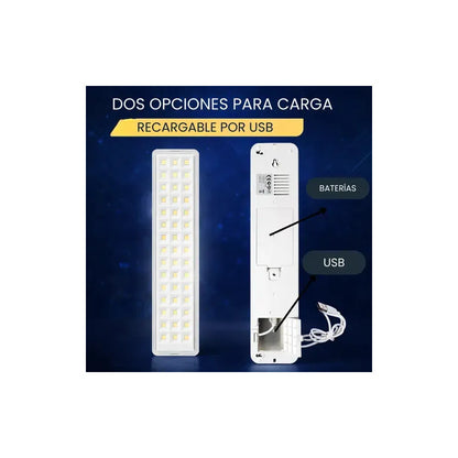 Pack X2 Lámpara Luz Led De Emergencia Recargable 20 Hrs Blanco