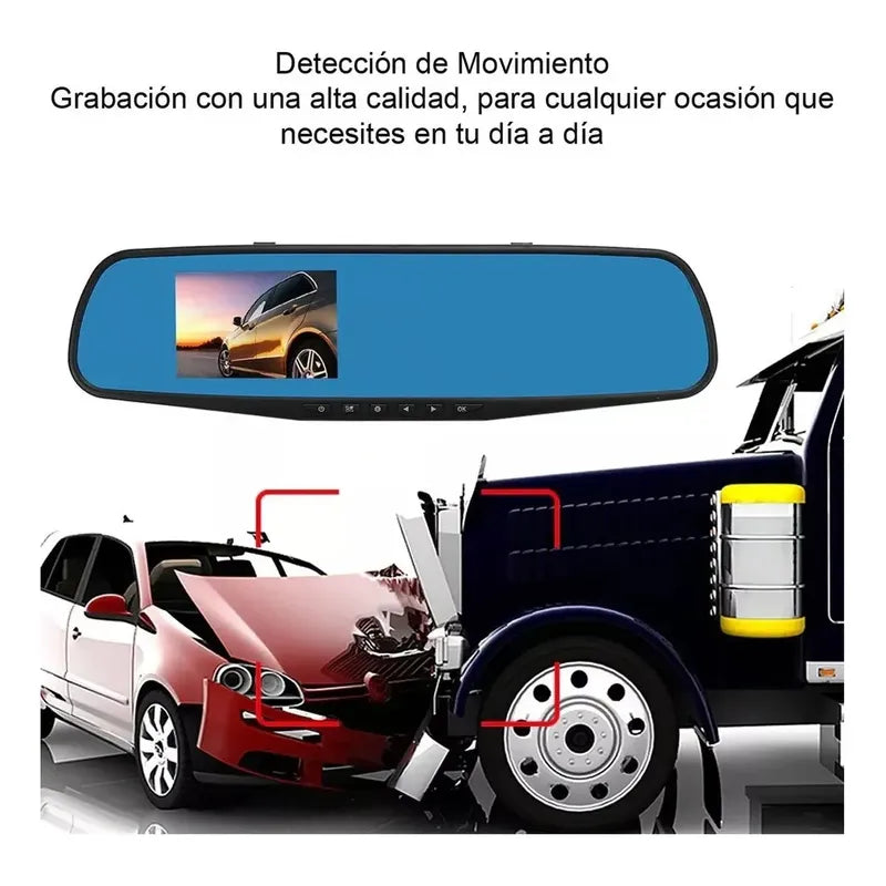 Espejo Retrovisor + Camara Frontal Y Camara Retroceso Hd Negro
