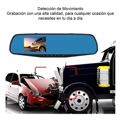 Espejo Retrovisor + Camara Frontal Y Camara Retroceso Hd Negro