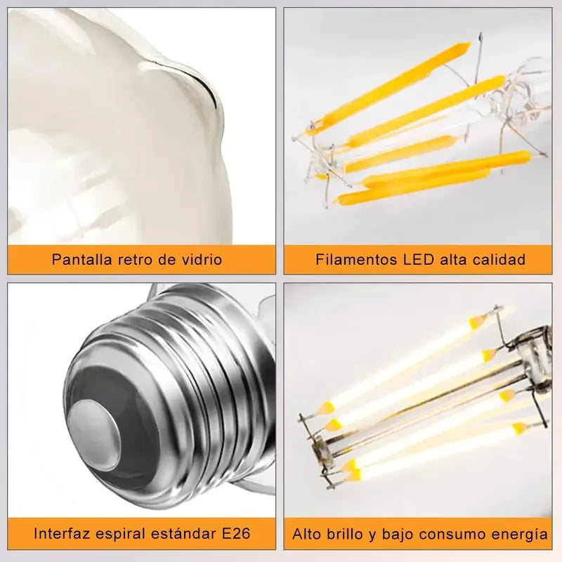 Ampolleta Led Vintage Cálida 4w E27 Bulbo Dimeable Blanco Cálido