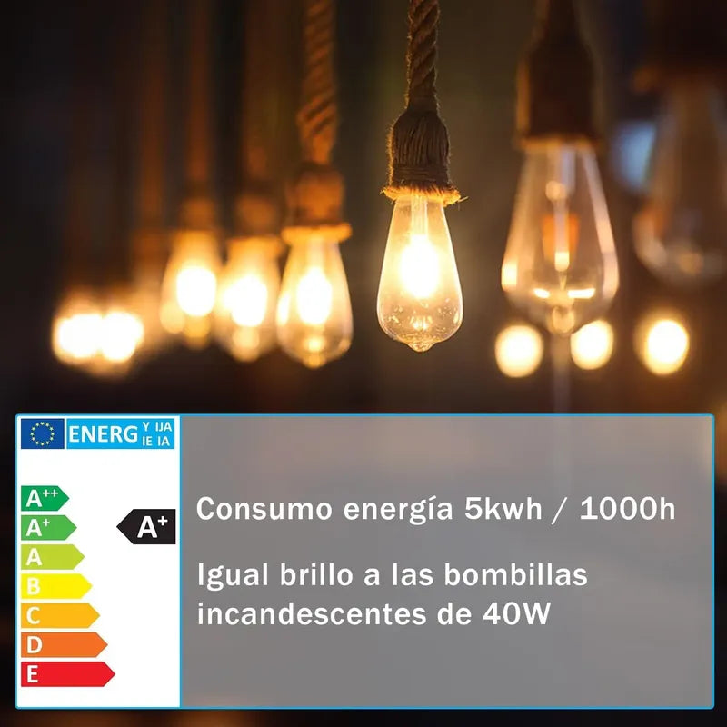Ampolleta Pack X5 Retro Led Vintage Luz Calida 4w Amarillo