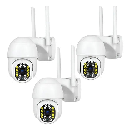 Pack De 3 Cámaras De Vigilancia Domo Figostore Wi-fi Para Exterior Con Visión Nocturna Y Audio Bidireccional Blanco