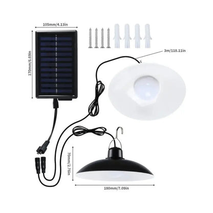2 Lamparas Led Solar Colgante 120º C/ Control 90lm/w Negro