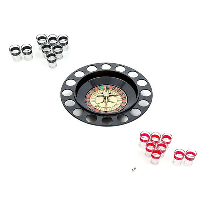 Juego De Ruleta De Vidrio Para Shots Con 16 Vasos Y 2 Bolas  Ideal Para Fiestas