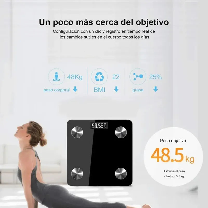 Pesa Balanza Digital Arca Bluetooth Baño Con App Negro Vidrio Hasta 180kg