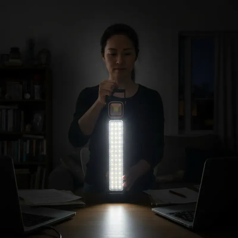 Lámpara 48 Led Solar Foco Luz Emergencia Recargable  Negro