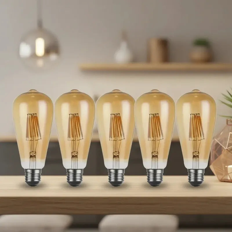 Ampolleta Pack X5 Retro Led Vintage Luz Calida 4w Amarillo