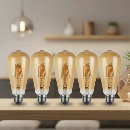 Ampolleta Pack X5 Retro Led Vintage Luz Calida 4w Amarillo